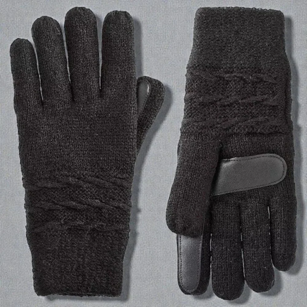 Isotoner Womens Black SmartDri Knit Gloves Touchscreen One Size NWT - Picture 6 of 8